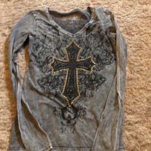 Gray accent cross Long sleeve tee